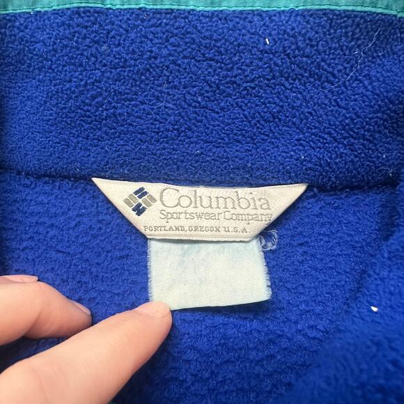 Vintage Columbia Fleece Jacket 90s Teal Blue Mens Large Gorpcore Zip Up - Picture 3 of 7